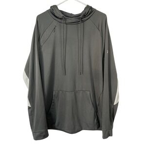 Under Armour ColdGear Hoodie Mens XL Gray White Loose‎ Fit Pullover Sweatshirt